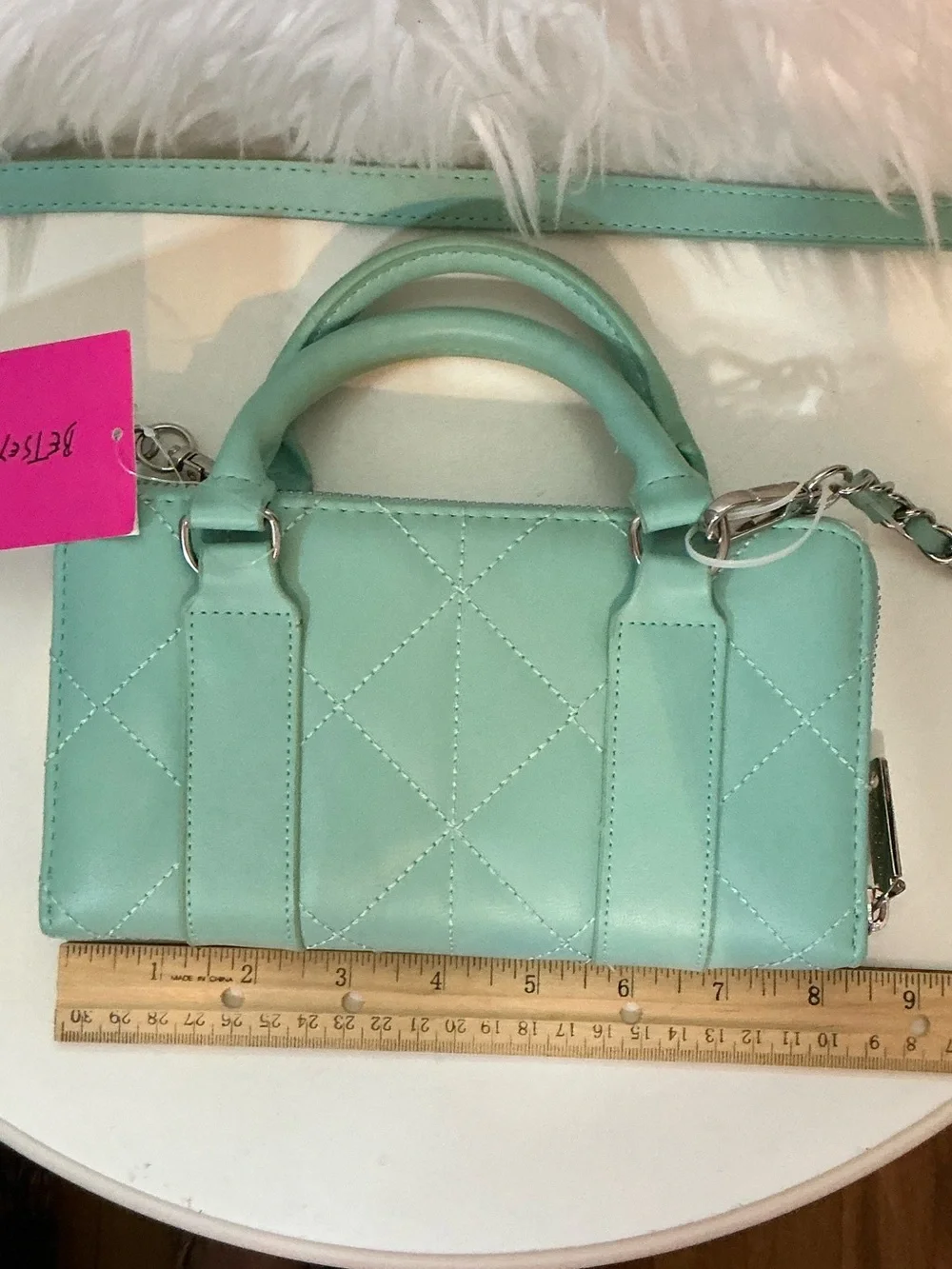 Betsey Johnson NWT XOLAYLA Mint Quilted Leather Top-Handle Mini Crossbody Bag